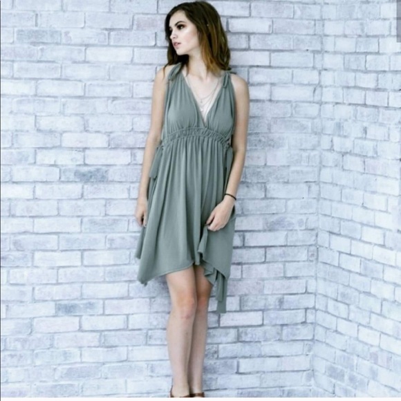 Sage Handkerchief Dress - Picture 2 of 4